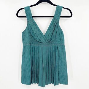 Marc by Marc Jacobs Blue Striped V Neck Sleeveless Pleated Blouse Womens Size XS